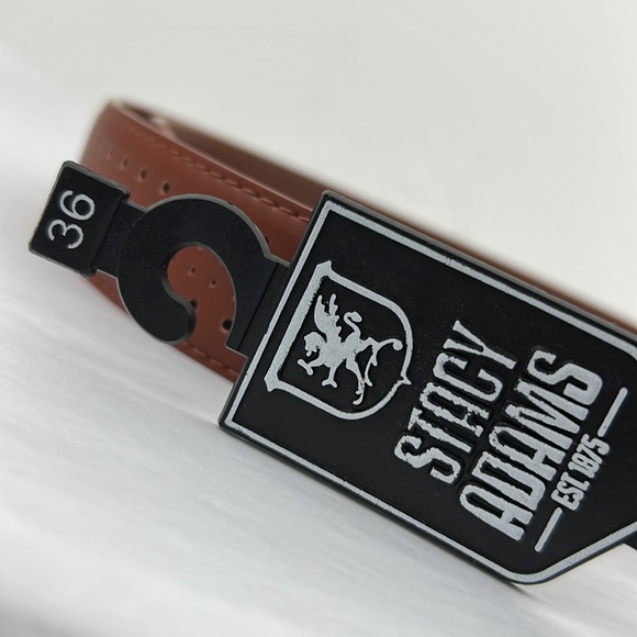 Stacy Adams Men Brown Cognac Leather Belt Pacer Perforated Belt NWT Size 36 - Picture 10 of 10